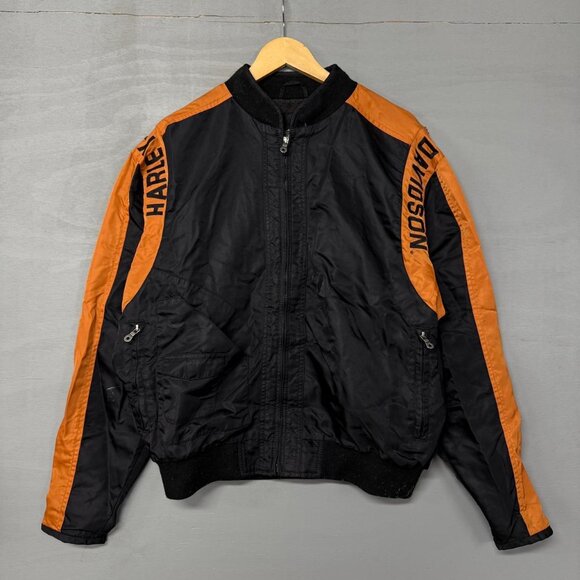 Harley Davidson Embroidered Nylon Men’s Bomber‎ Mesh Lined Jacket Large - Picture 2 of 5